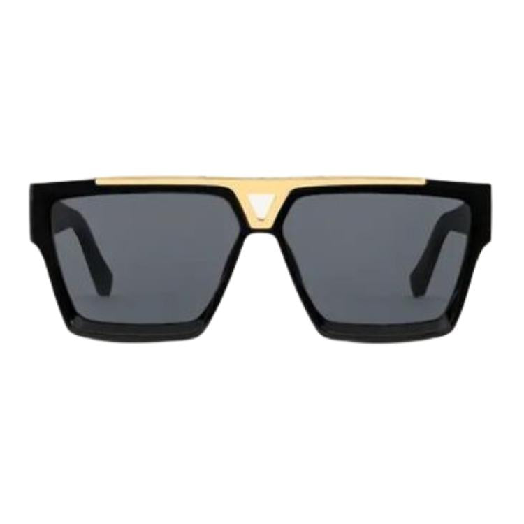 LOUIS VUITTON Acetate Metal Irregular Shape Sunglasses Men's Black/White