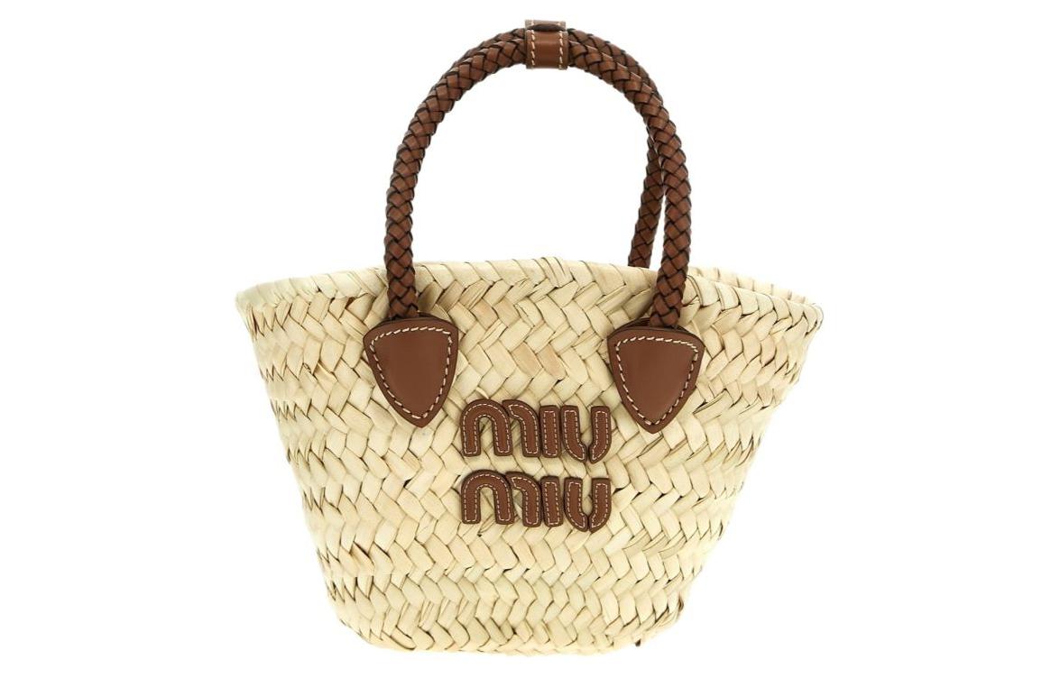 MIU MIU Calfskin Shoulder Bag, Crossbody Bag, Handbag Women's Natural & Brown