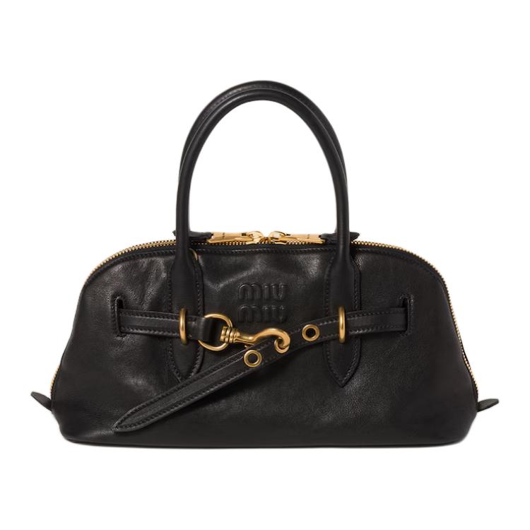 MIU MIU Nappa Leather Shoulder Bag Crossbody Bag Handbag Women's Black