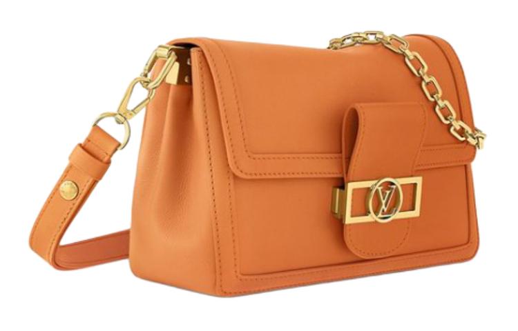 LOUIS VUITTON Dauphine Leather Daphne Shoulder Crossbody Bag Medium Size Women's Orange