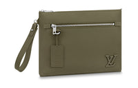 LOUIS VUITTON Cow Leather Clutch Regular Men's Khaki Green