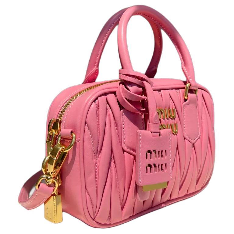 MIU MIU Arcadie Matelassé Nappa Leather Mini Bag Women's Petal Pink