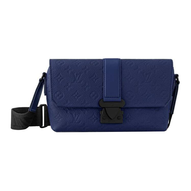 LOUIS VUITTON S-CAPE Embossed Cow Leather Shoulder Bag Crossbody Bag Men's Marine Blue