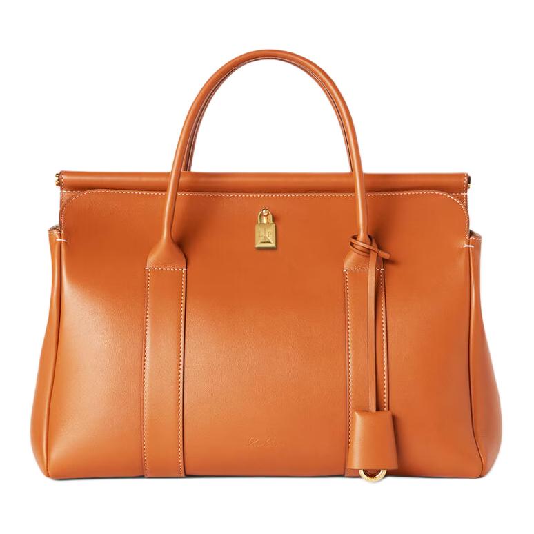 Loro Piana Smooth Calf Leather Handbag Women's Warm Brown Tan