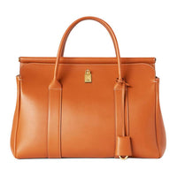 Loro Piana Smooth Calf Leather Handbag Women's Warm Brown Tan