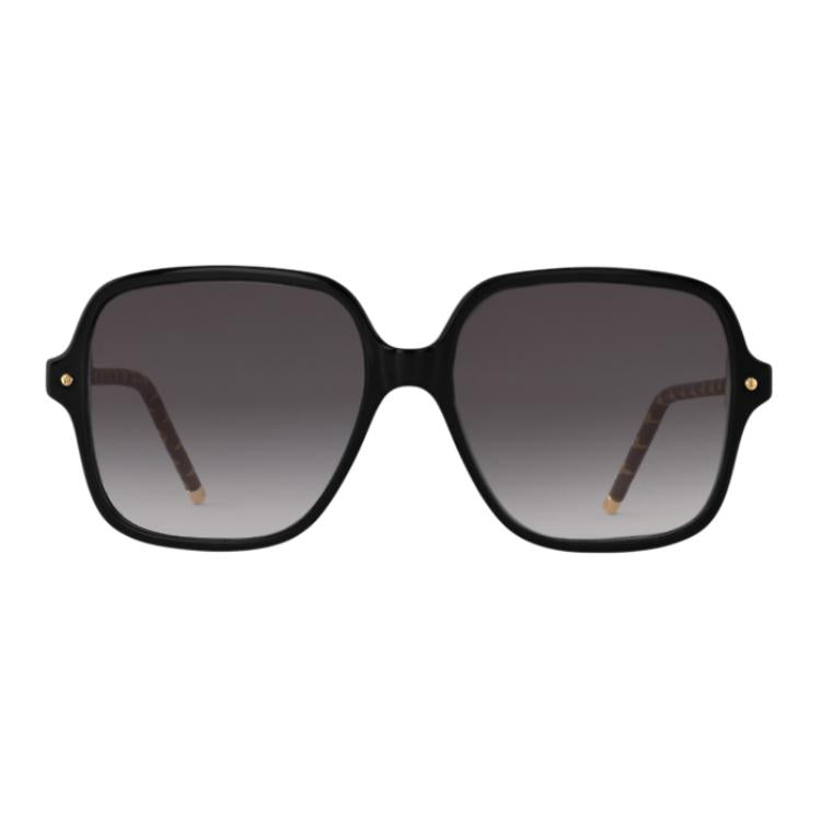 LOUIS VUITTON Metal Acetate Irregular Shape Sunglasses Women's Black