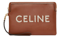 CELINE Smooth Calf Leather Clutch Trumpets Women's Brown