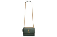 SAINT LAURENT SUNSET Calfskin Sunset Bag Shoulder Bag Crossbody Bag Medium Size Women's Dark Green