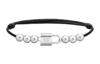 LOUIS VUITTON SiLOUIS VUITTONer Lockit Beads Bracelet SiLOUIS VUITTONer And Blue Polyester Cord