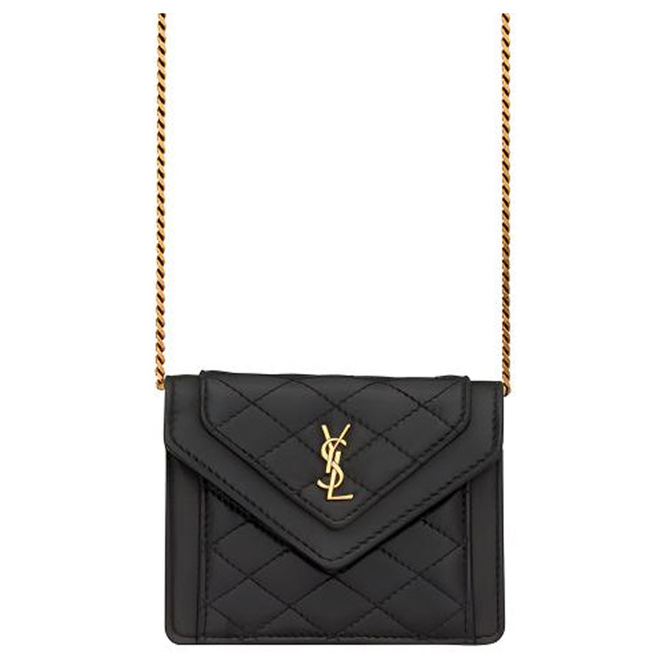 SAINT LAURENT Lambskin Chain Bag, Crossbody Bag, Shoulder Bag Women's Black