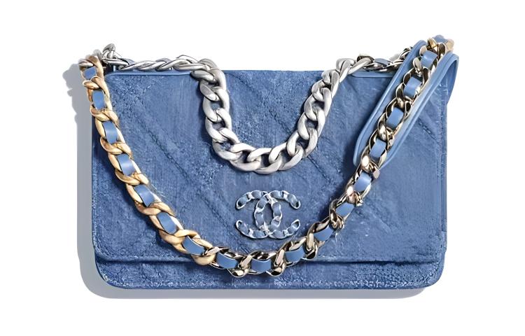 CHANEL 19BagWOC Denim Denim Chain Bag Shoulder Bag Crossbody Bag Wallet Women's Light Blue