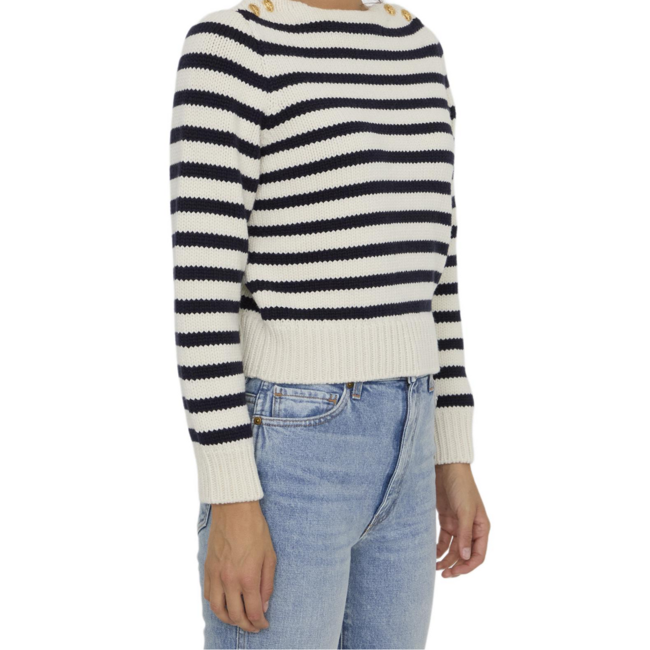CELINE Boat Neck Marinière Sweater In Cashmere