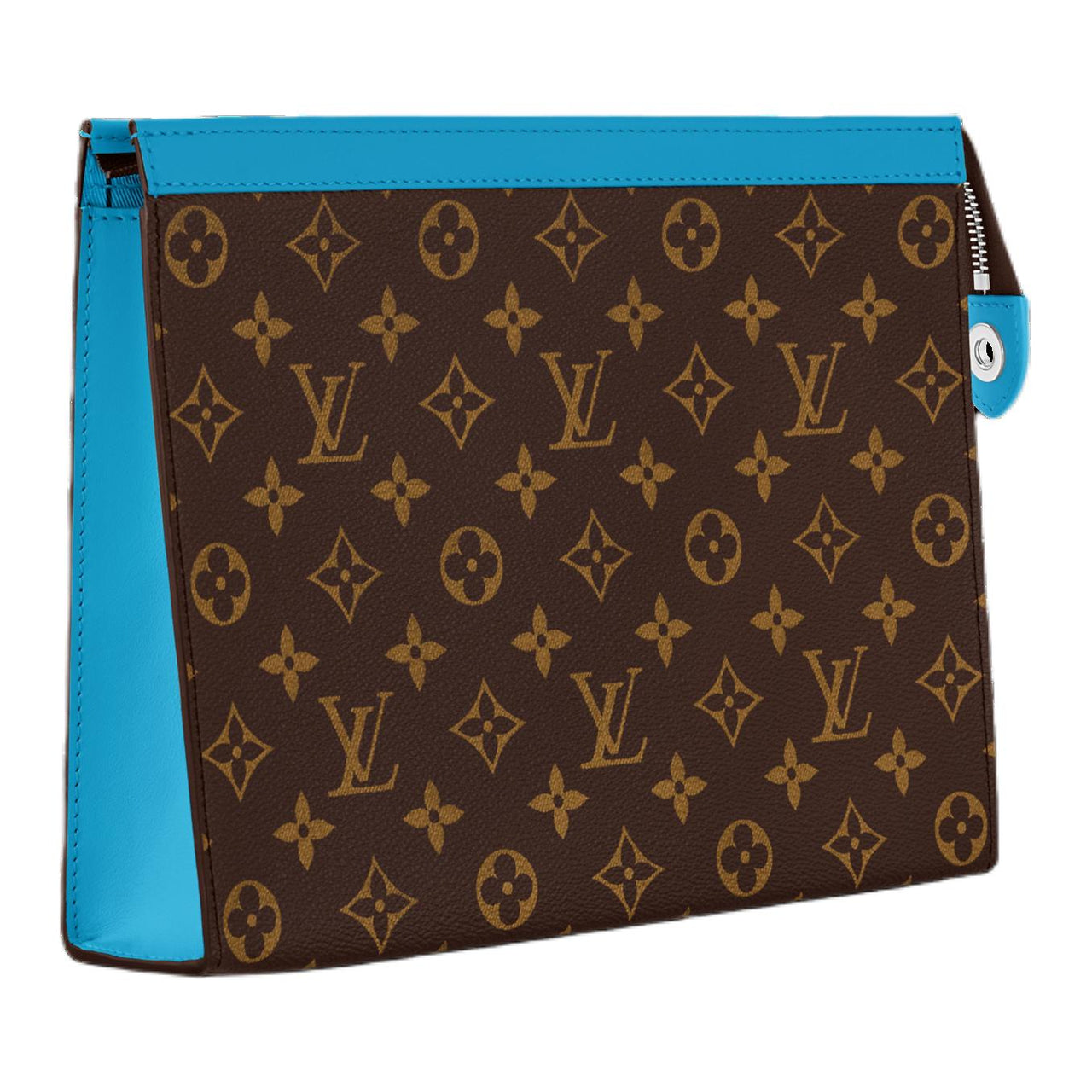 LOUIS VUITTON Monogram Macassar Coated Canvas Clutch Medium Size Unisex Blue & Brown