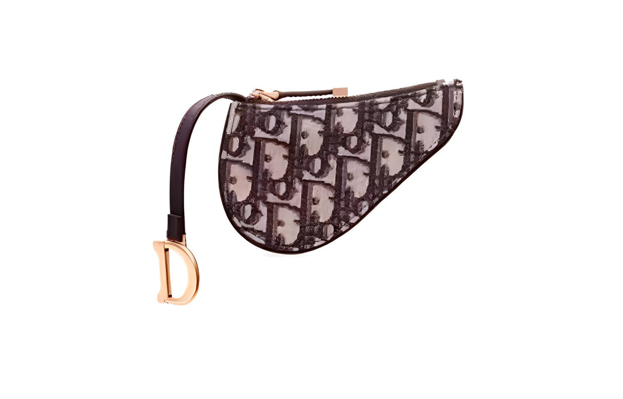 DIOR Embroidery Coin Purse Women's Red
