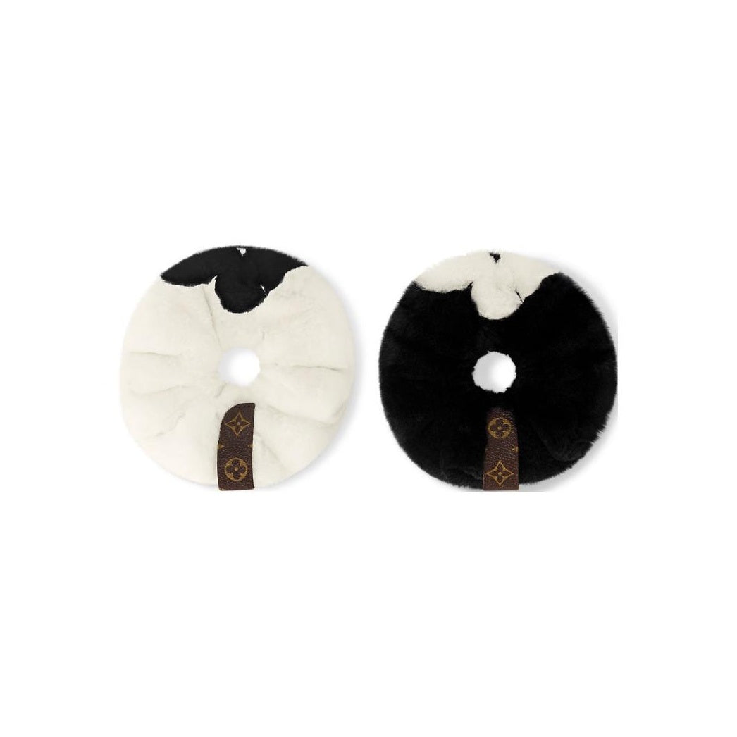 LOUIS VUITTON Mink Fur Hair Ties Women's White/Black