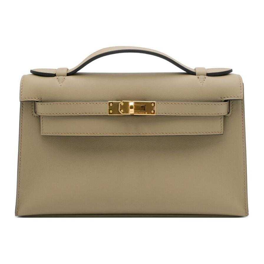 HERMES Mini Kelly Swift Leather Kelly Bag Handbags Women's 8Q Marfa Beige