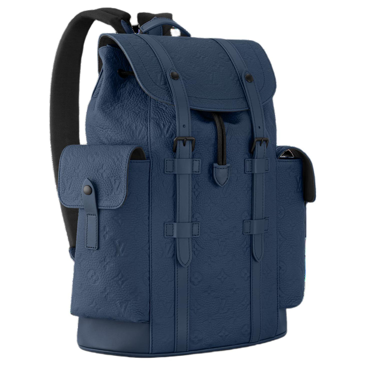 LOUIS VUITTON CHRISTOPHER Grained Taurillon Cow Leather Backpack Medium Size Men's Dark Blue