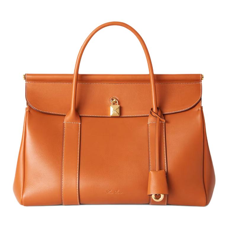 Loro Piana Smooth Calf Leather Handbag Women's Warm Brown Tan