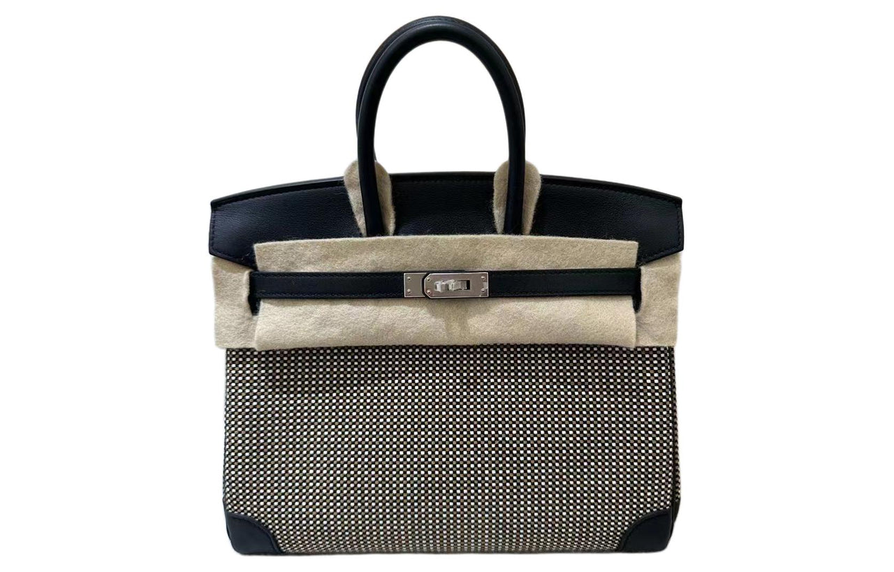 HERMES Birkin Canvas With Swift Leather Birkin Bag Handbag Women's Black