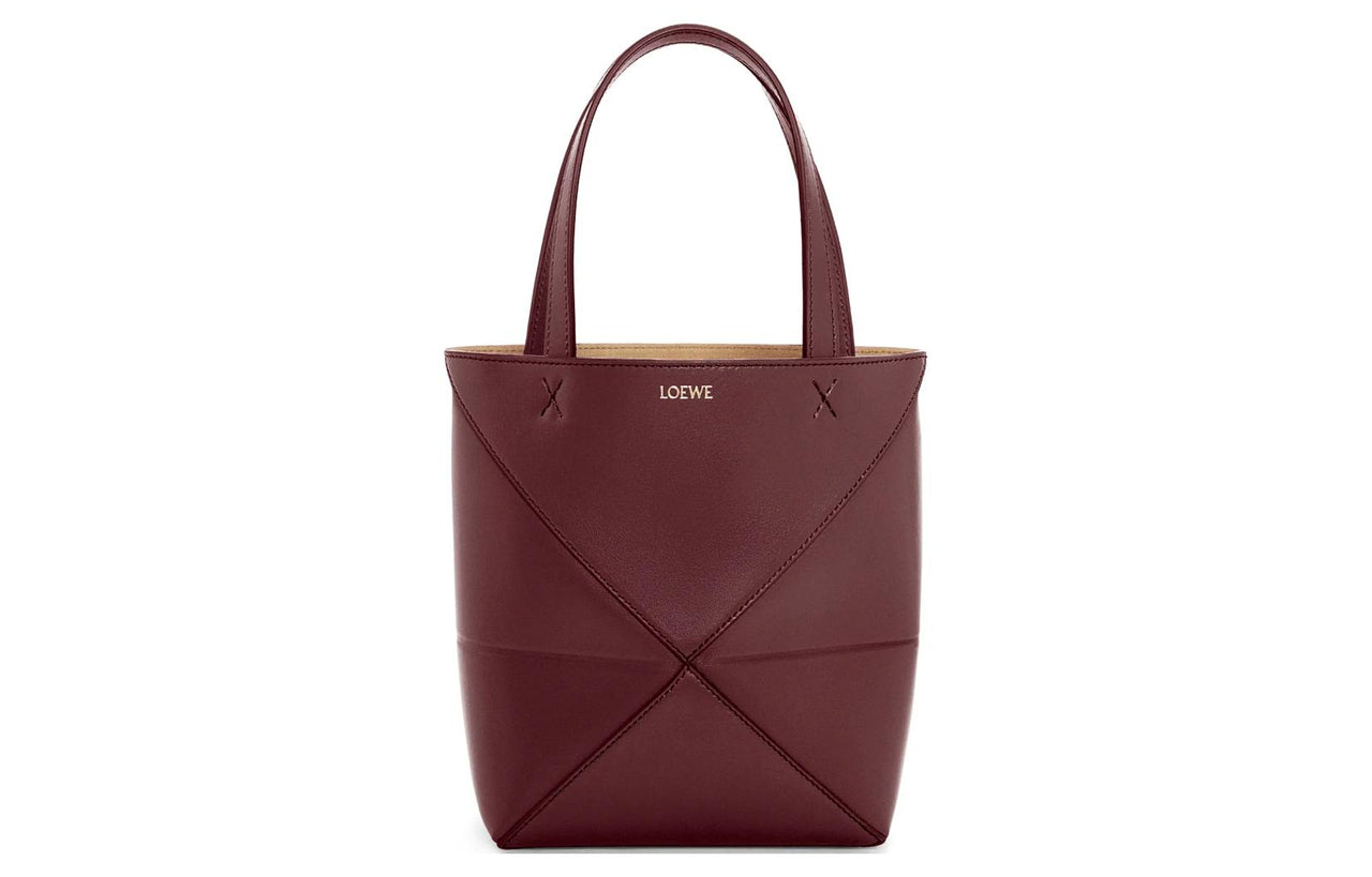 LOEWE Cow Leather Tote Bag, Shopping Bag, Handbag Mini Women's Dark Burgundy Red