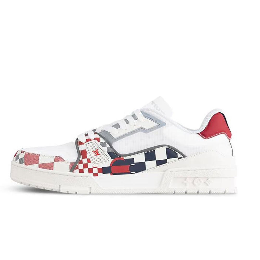 LOUIS VUITTON Trainer Low-Top Skateboard Shoes Men's Red White 37th America's Cup Limited Collaboration Edition