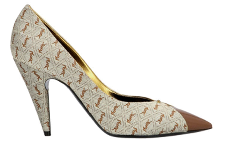 SAINT LAURENT All-over Logo Pointed Pumps