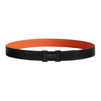 HERMES Metal Calf Leather Leather Belts Men's Black Width: 3.2CM
