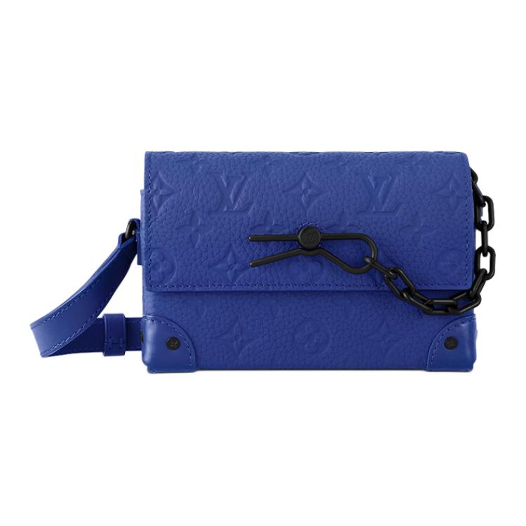 LOUIS VUITTON Steamer Embossed Leather Small Box Shoulder Bag Crossbody Bag Mini Men's Blue