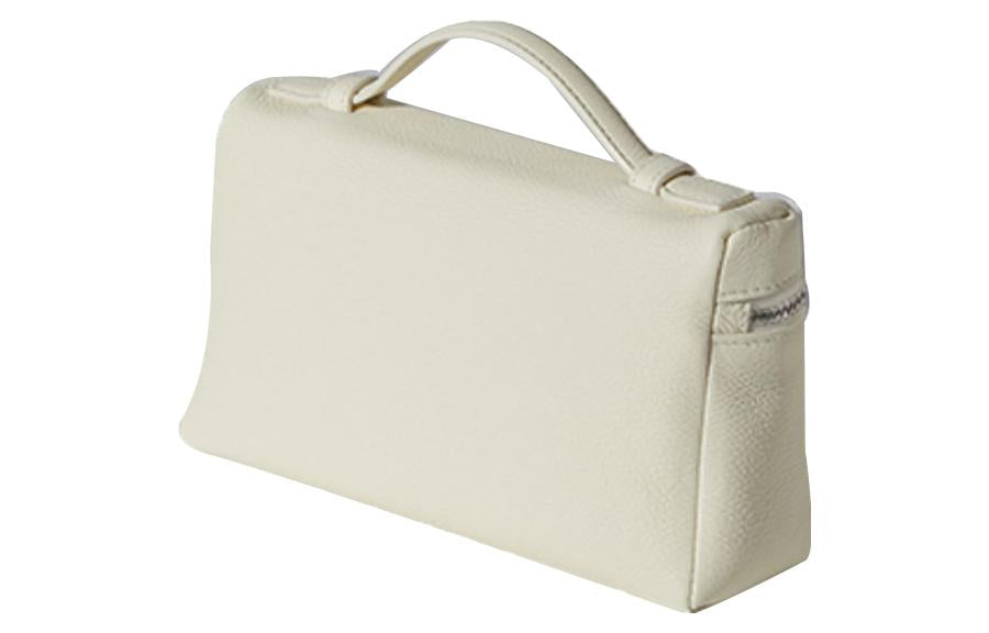 Loro Piana ExtraPocket Leather Makeup Bag Small Square Bag Handbag, Shoulder Bag Regular Women's Soft White