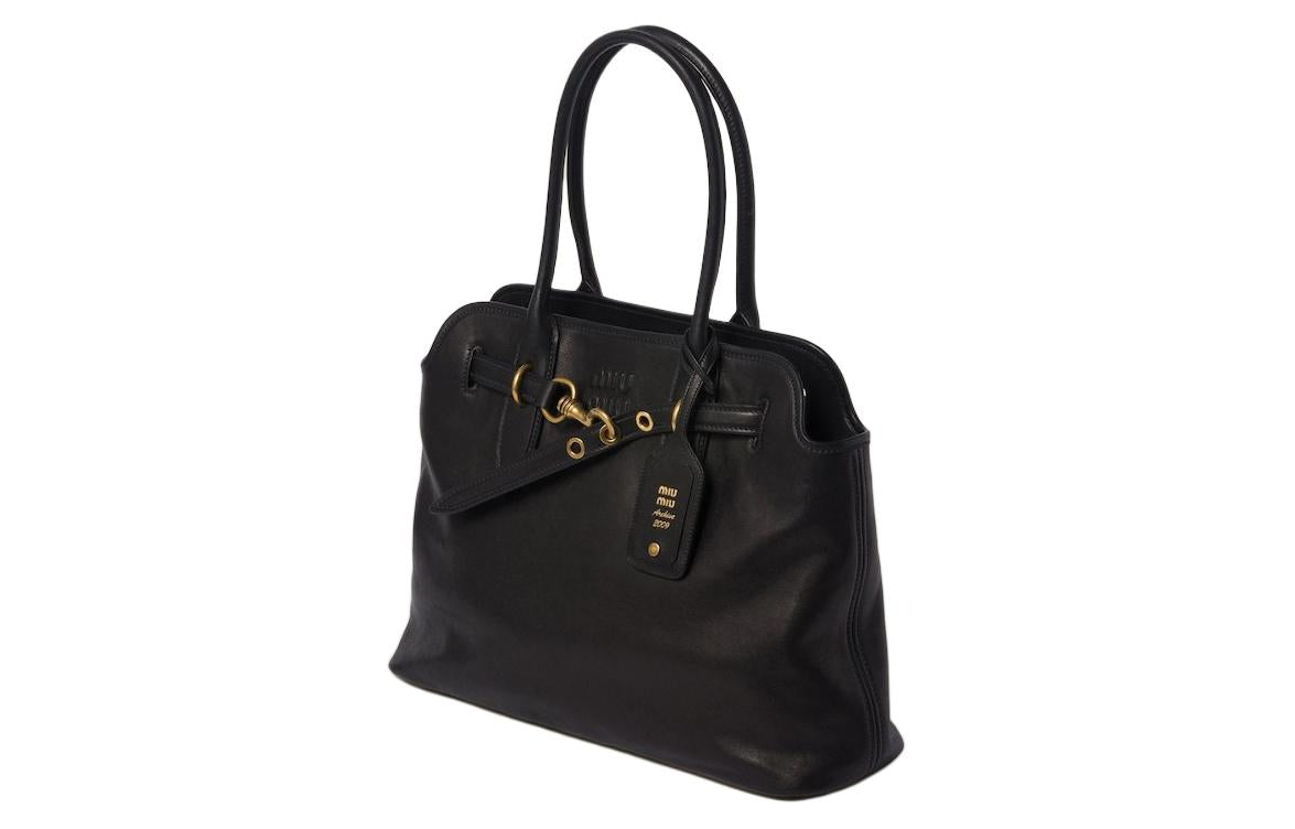MIU MIU Leather One Shoulder Handbags Women's Black