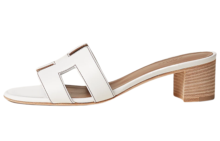 HERMES Slip Resistant Stylish Sandal 5cm Women's White
