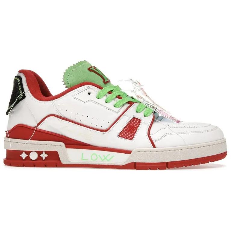 LOUIS VUITTON Trainer Low Top Stylish Skateboarding Shoes Men's Red White Green New York Limited