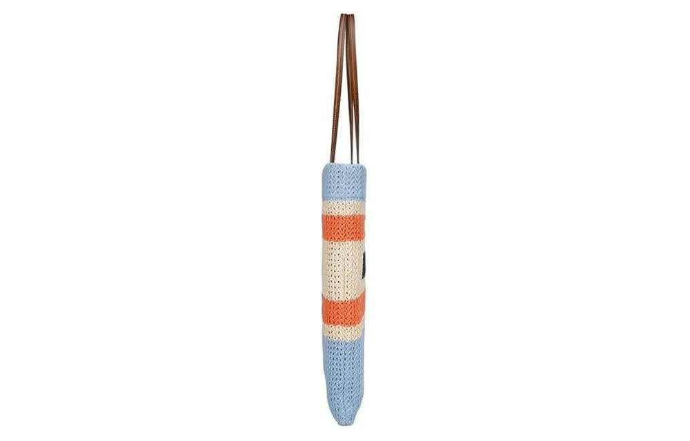 MIU MIU Straw And Wicker One Shoulder Handbag Women's Blue & Multicolor