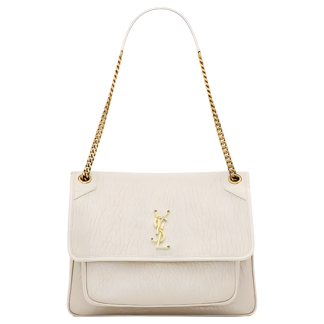 SAINT LAURENT Sheepskin Crossbody Bag, Shoulder Bag Tubas Women's Vintage White