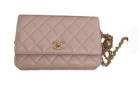 CHANEL WOC Sheepskin Wallets Shoulder Bag Crossbody Bag Women's Light Pink Red