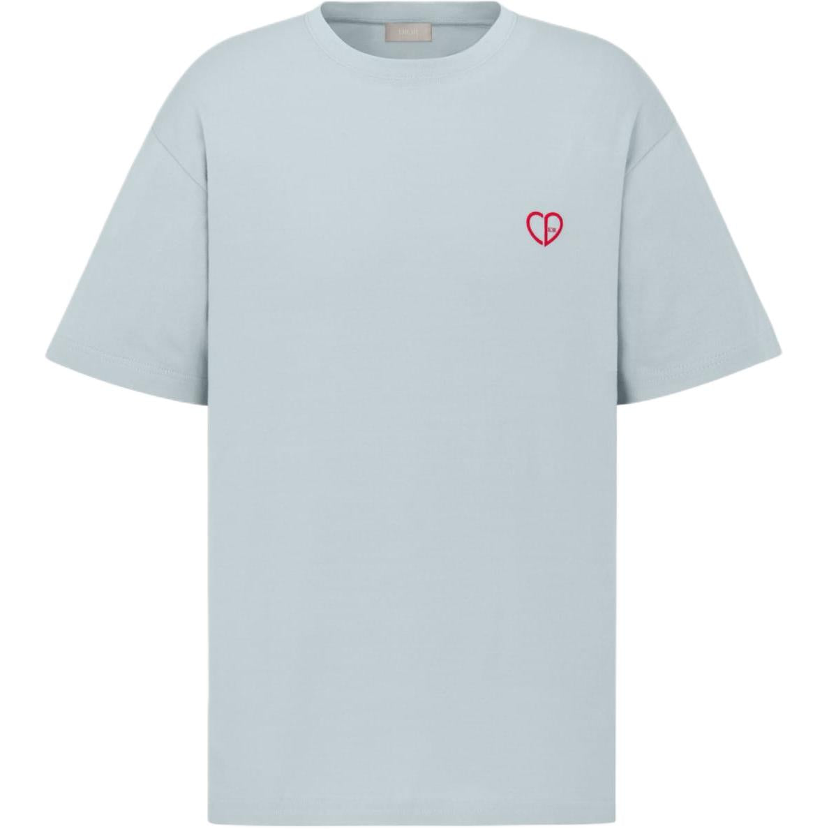 DIOR Letter Logo Emblem Crew Neck Loose Fit Short Sleeved T Shirt T Shirt Men's Blue