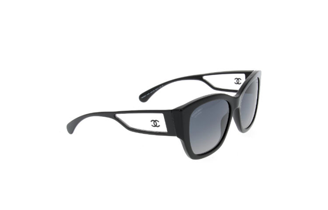 CHANEL Irregular Shape Sunglasses Women's Black