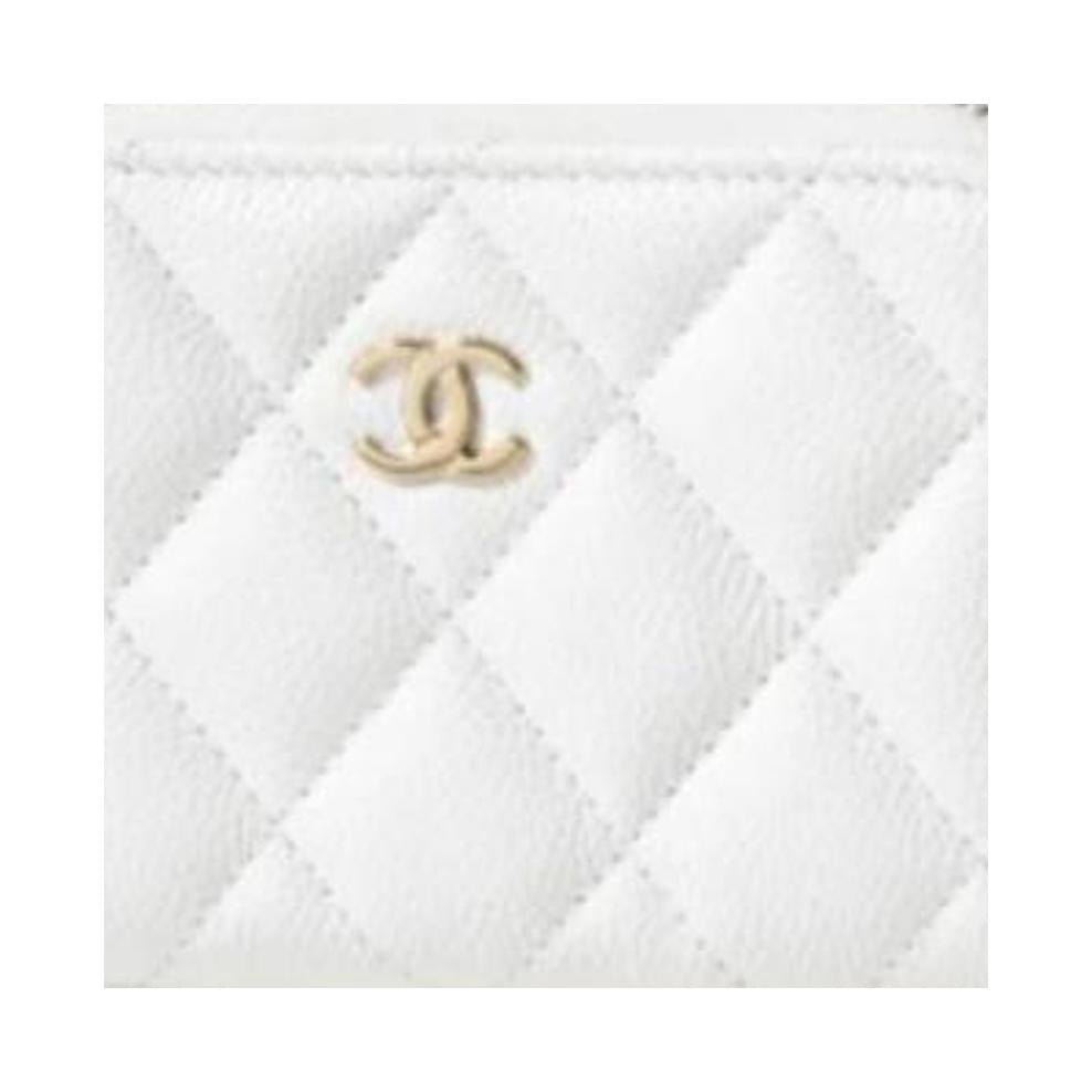 CHANEL Smooth Lambskin Coin Purse Mini Women's White