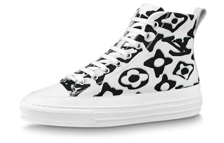 LOUIS VUITTON Stellar Ankle Sneakers 'White With Black Monogram' Women's