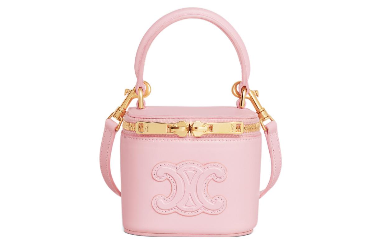 CELINE Smooth Cow Leather Makeup Case Shoulder Bag Crossbody Bag Handbag Mini Women's Pink