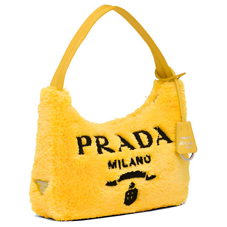 PRADA Re-Edition Fabric Hobo Shoulder Bag Handbag Mini Women's Yellow