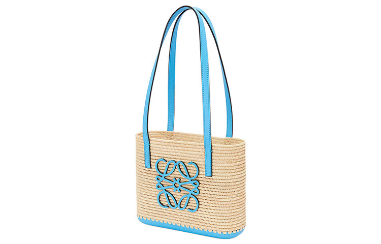 LOEWE Basket Raffia Fiber With Cow Leather Basket Bag, Tote Bag, Shopping Bag, Shoulder Bag, Handbag Mini Women's