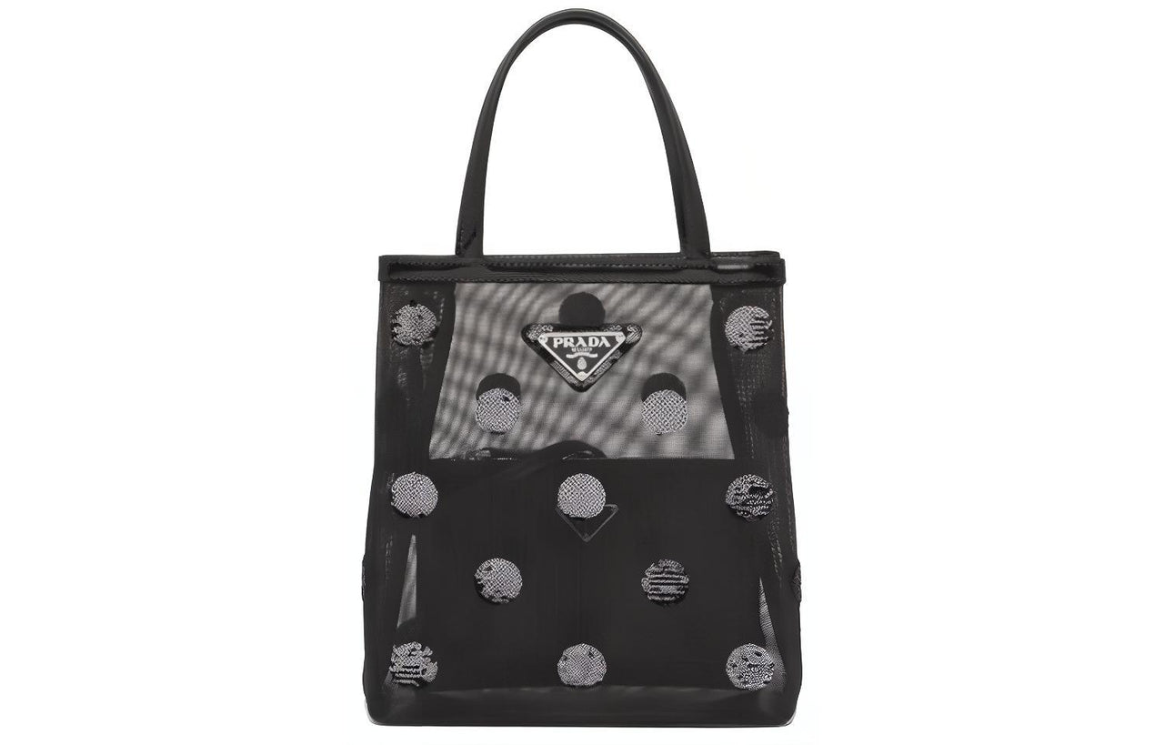 PRADA Leather Tote Bag Shopping Bag Combo One Shoulder Handbag Small Size Women's Black