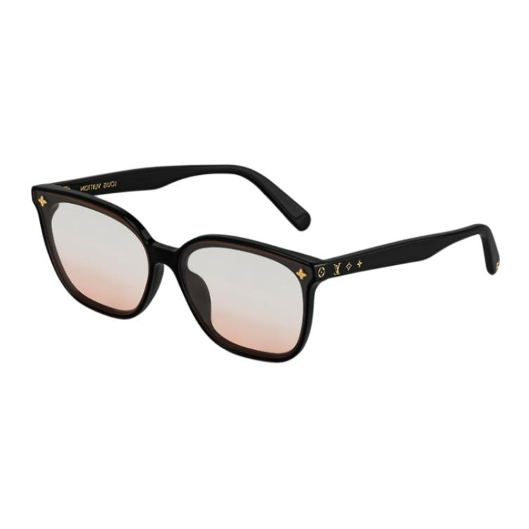 LOUIS VUITTON Metal Acetate Square Sunglasses Women's Black