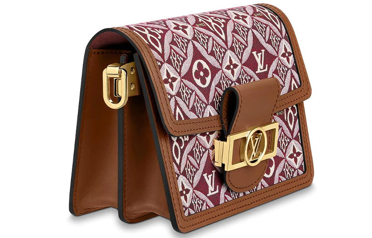 LOUIS VUITTON Dauphine Cow Leather Shoulder Straps Women's Brown Red