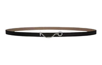 HERMES Carrousel Leather Belts Unisex Black/Elephant Gray