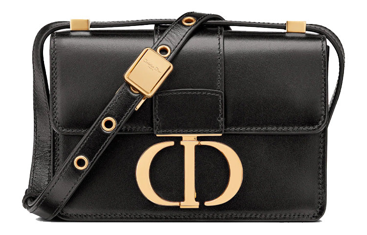 DIOR 30 Montaigne Calfskin Shoulder Bag Women's Black