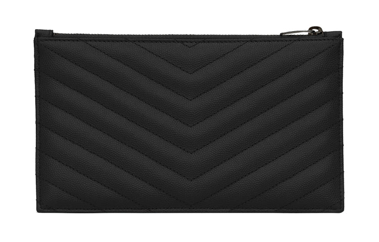 SAINT LAURENT Monogram Quilting Calfskin Wallets Clutches Women's Black