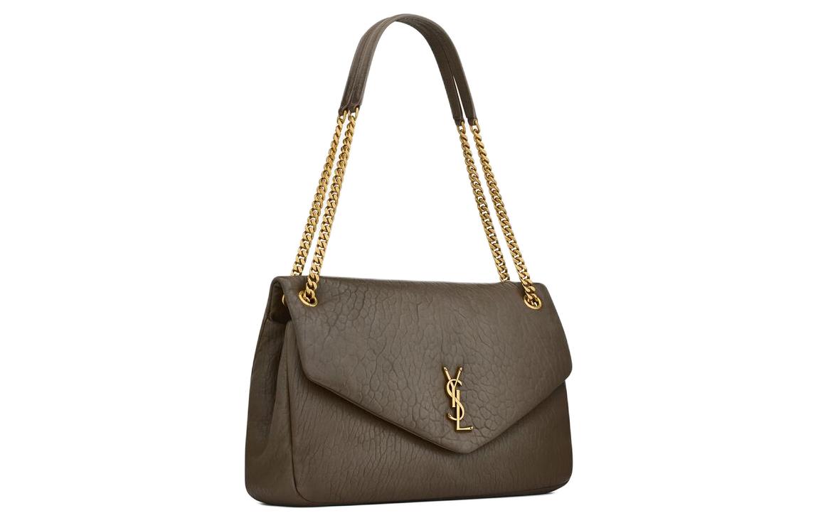 SAINT LAURENT Lambskin Envelope Bag Handbag Women's Light Musk