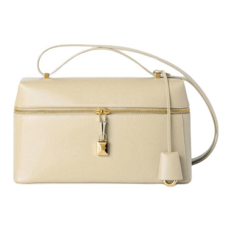 Loro Piana Extra Bag Cow Leather Shoulder Bag Crossbody Bag Handbag Women's White